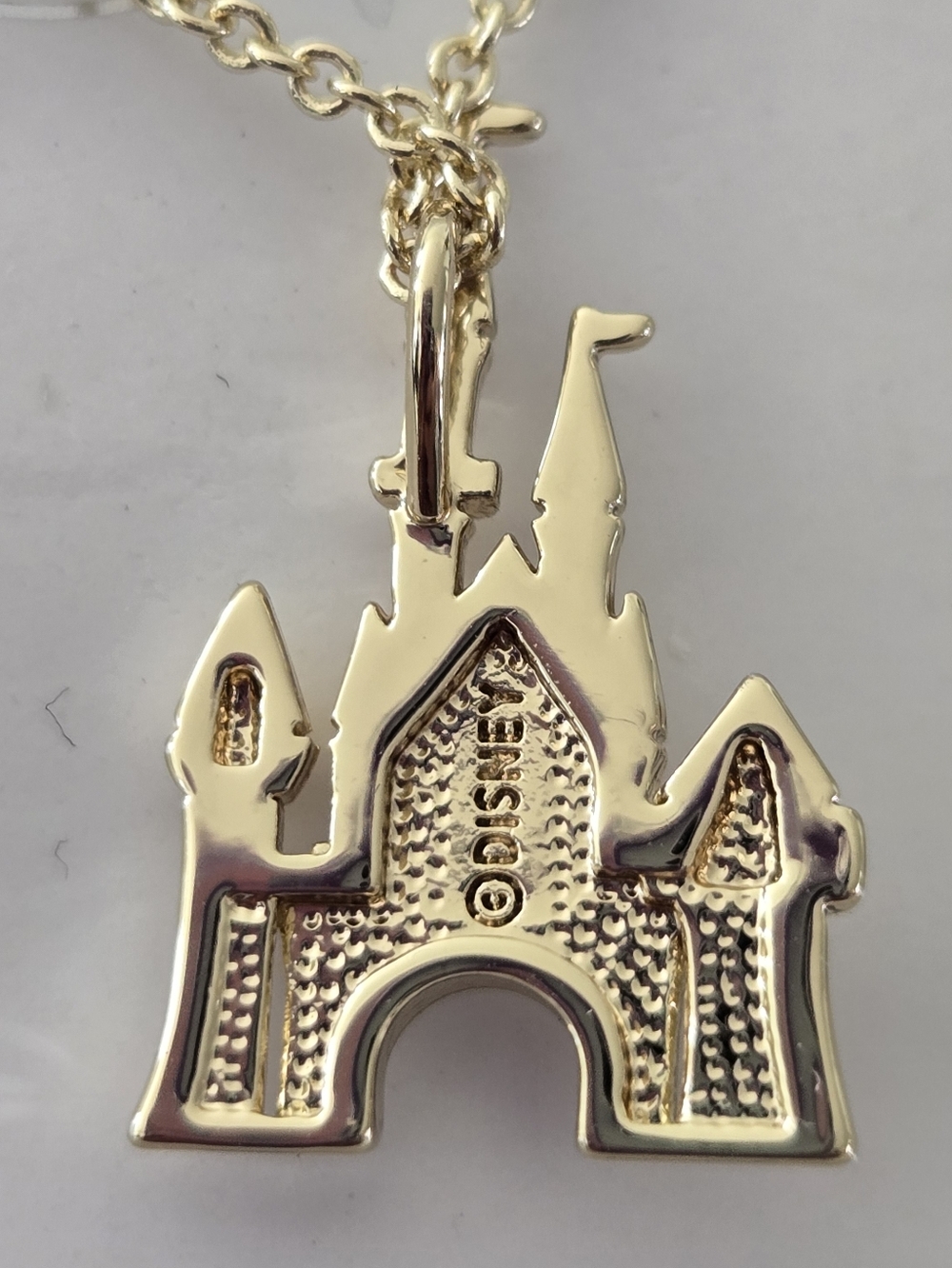 Disney Cinderella Castle Crystal Necklace - Gold tone with pink crystals - Picture 5 of 7